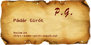 Pádár Girót névjegykártya